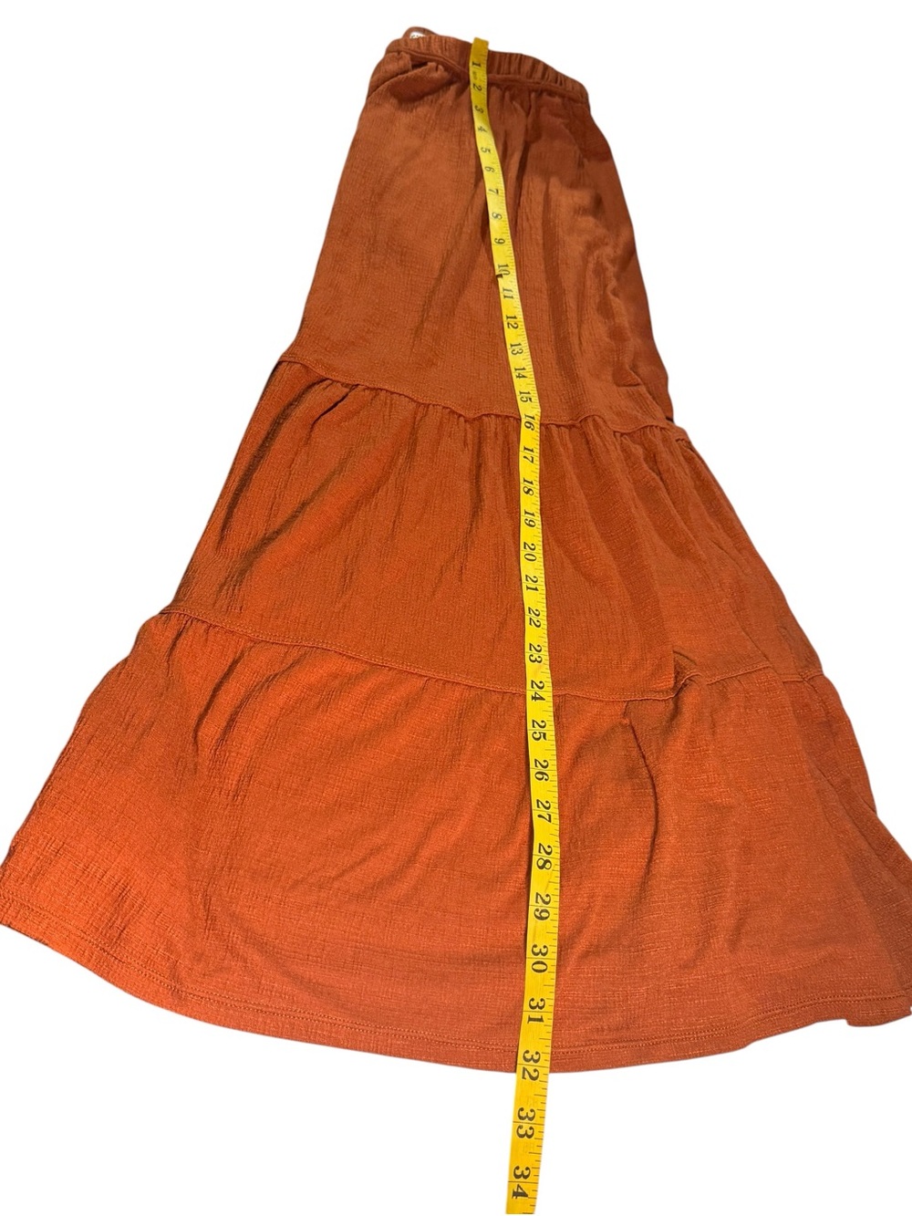Max Studio Rust Tiered Textured Maxi Skirt Size S Boho Peasant Hippie Comfort - Picture 5 of 9
